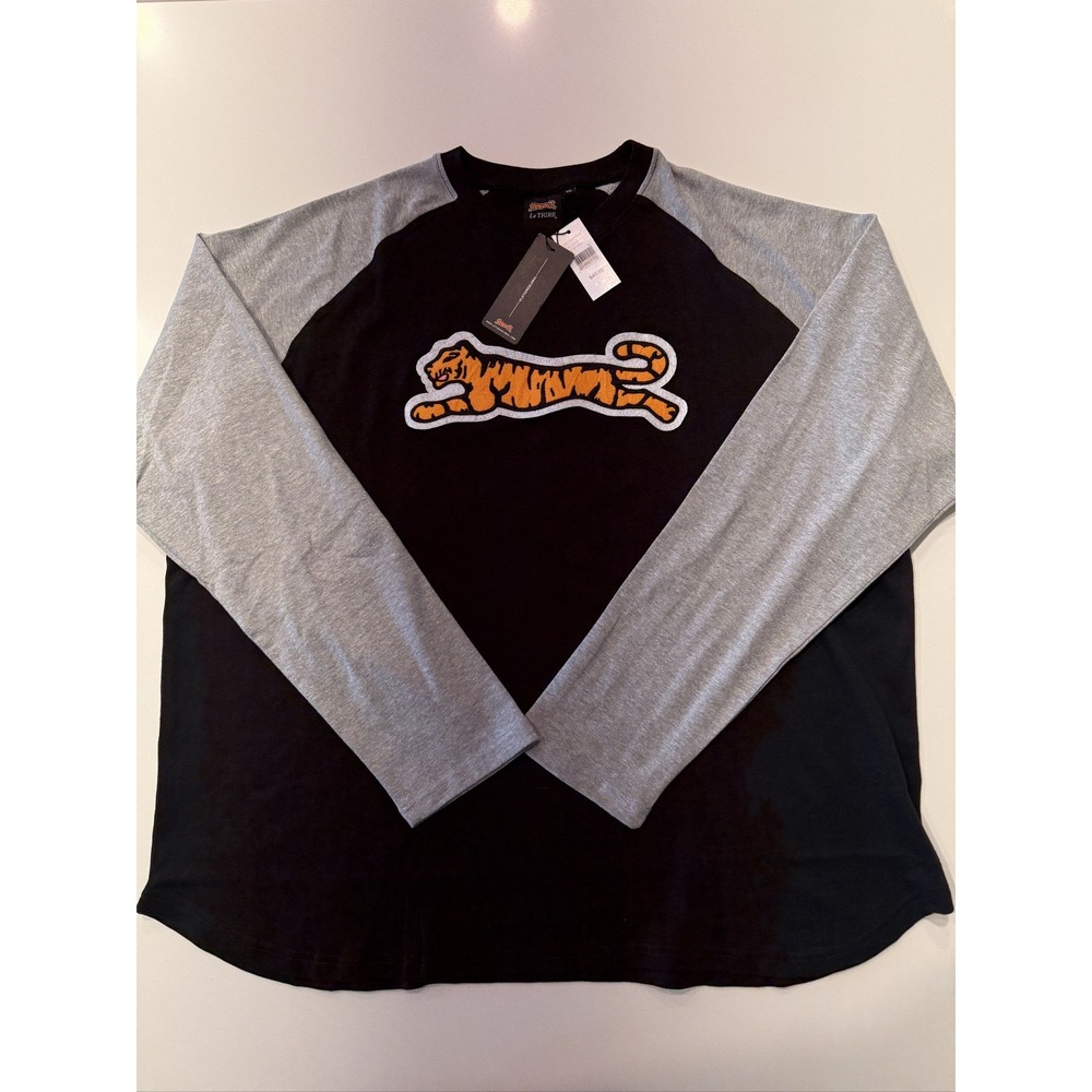 Le TIGRE Raglan Long Sleeve T-Shirt Black Grey XXL LT-94-010-001